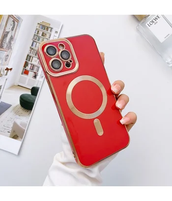 Силиконовый чехол "Luxury Plating" with MagSafe для Apple iPhone 15 Pro Rose Red