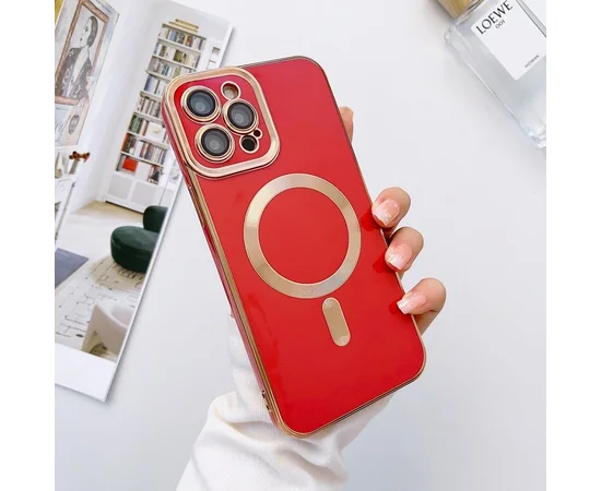 Силіконовий чохол "Luxury Plating" with MagSafe для Apple iPhone 12 Pro Max Rose Red