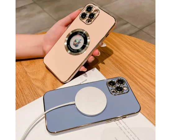 Силиконовый чехол "Diamond Plating" with MagSafe для Apple iPhone 12 Pro Max Стальной синий