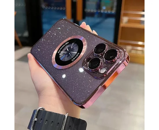 Пластиковый чехол "Luxury Diamond" с блестками with MagSafe для iPhone 13 Pro Max Розовый