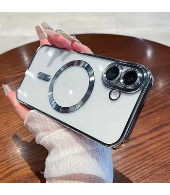 Силіконовий чохол "Transparent Plating" with MagSafe для Apple iPhone 16 Срібний