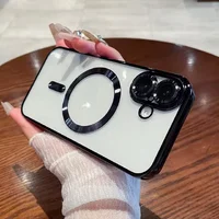 Силиконовый чехол "Transparent Plating" with MagSafe для Apple iPhone 16 Plus Черный