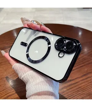 Силиконовый чехол "Transparent Plating" with MagSafe для Apple iPhone 16 Черный Силиконовый чехол "Transparent Plating" with MagSafe для Apple iPhone 16 Черный