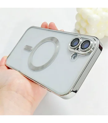 Силіконовий чохол "Transparent Plating" with MagSafe для Apple iPhone 16 Срібний