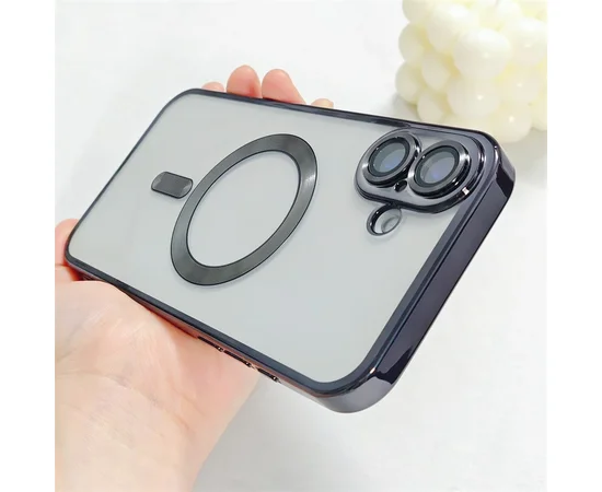 Силиконовый чехол "Transparent Plating" with MagSafe для Apple iPhone 16 Черный