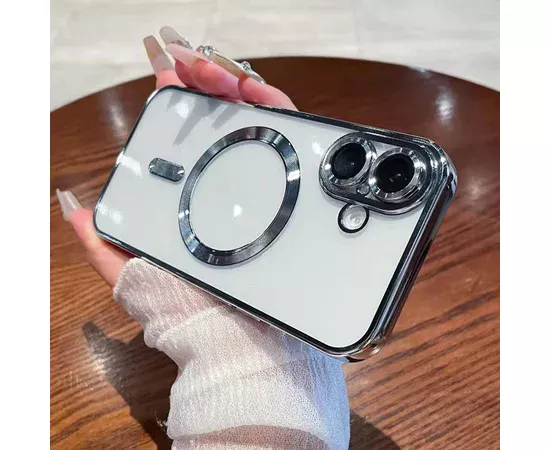 Силіконовий чохол "Transparent Plating" with MagSafe для Apple iPhone 16 Plus Срібний