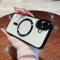 Силиконовый чехол "Transparent Plating" with MagSafe для Apple iPhone 16 Черный
