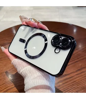 Силиконовый чехол "Transparent Plating" with MagSafe для Apple iPhone 16 Черный