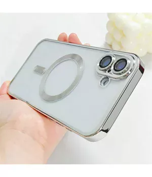 Силиконовый чехол "Transparent Plating" with MagSafe для Apple iPhone 16 Plus Серебряный Силиконовый чехол "Transparent Plating" with MagSafe для Apple iPhone 16 Plus Серебряный