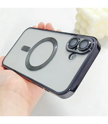 Силиконовый чехол "Transparent Plating" with MagSafe для Apple iPhone 16 Черный
