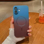 Силіконовий чохол "Luxury Gradient" with MagSafe для Apple iPhone 16 Синьо-бордовий