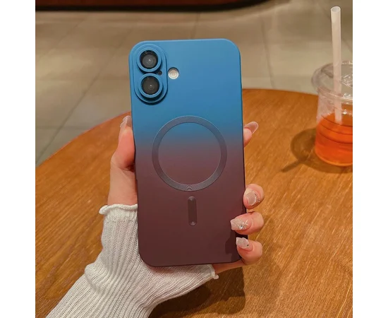 Силіконовий чохол "Luxury Gradient" with MagSafe для Apple iPhone 16 Синьо-бордовий