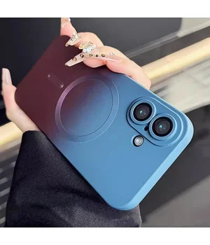 Силиконовый чехол "Luxury Gradient" with MagSafe для Apple iPhone 16 Сине-бордовый