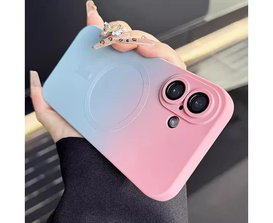 Силіконовий чохол "Luxury Gradient" with MagSafe Apple iPhone 16 Рожево-сірий