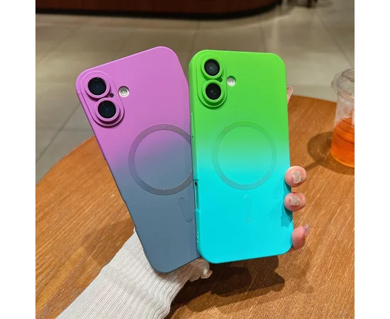 Силіконовий чохол "Luxury Gradient" with MagSafe для Apple iPhone 16 Фіолетово-сірий