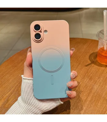 Силиконовый чехол "Luxury Gradient" with MagSafe для Apple iPhone 16 Розово-серый