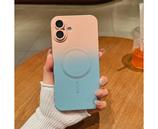 Силіконовий чохол "Luxury Gradient" with MagSafe Apple iPhone 16 Рожево-сірий