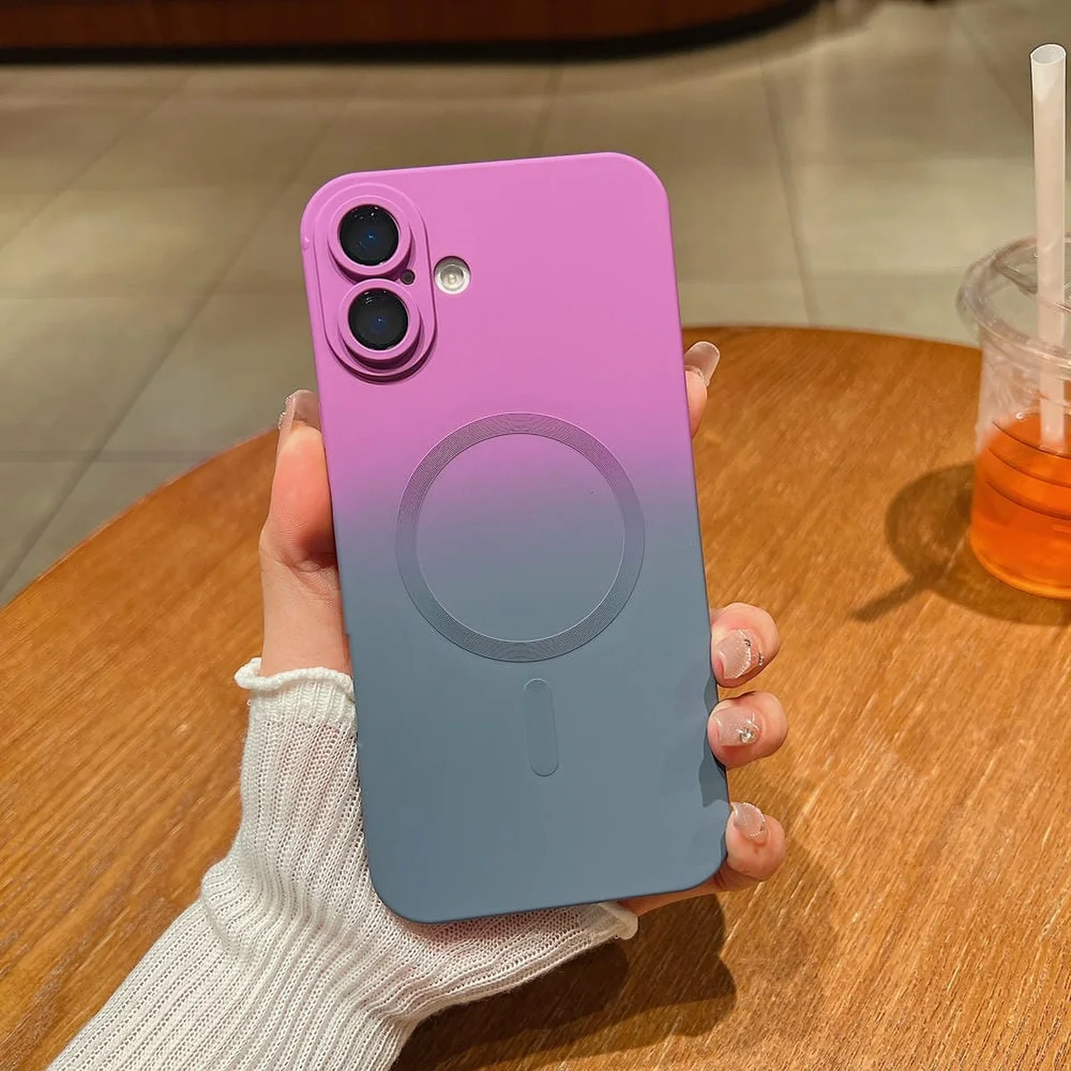 Силіконовий чохол "Luxury Gradient" with MagSafe для Apple iPhone 16 Фіолетово-сірий