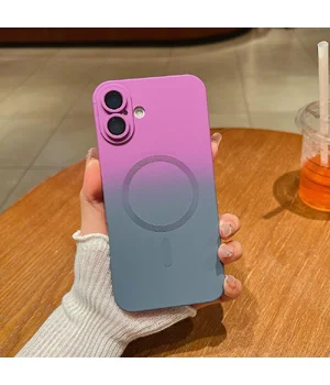 Силіконовий чохол "Luxury Gradient" with MagSafe для Apple iPhone 16 Фіолетово-сірий