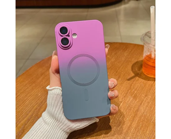 Силіконовий чохол "Luxury Gradient" with MagSafe для Apple iPhone 16 Фіолетово-сірий