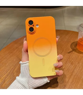 Силиконовый чехол "Luxury Gradient" with MagSafe для Apple iPhone 16 Оранжево-желтый