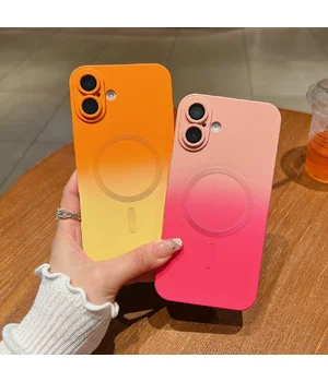 Силиконовый чехол "Luxury Gradient" with MagSafe для Apple iPhone 16 Розово-фиолетовый