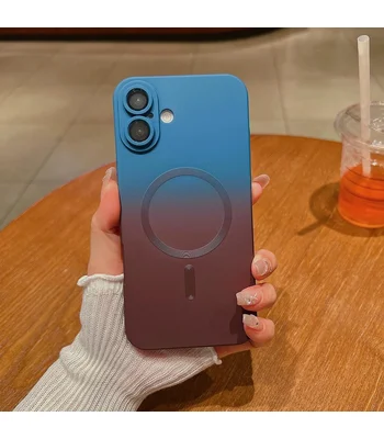 Силіконовий чохол "Luxury Gradient" with MagSafe для Apple iPhone 16 Синьо-бордовий