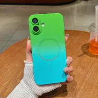 Силіконовий чохол "Luxury Gradient" with MagSafe для Apple iPhone 16 Зелено-блакитний