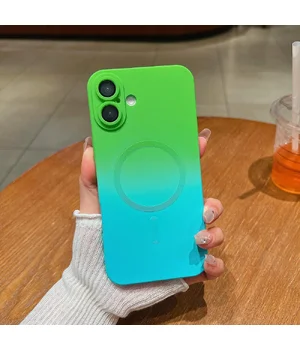Силіконовий чохол "Luxury Gradient" with MagSafe для Apple iPhone 16 Зелено-блакитний