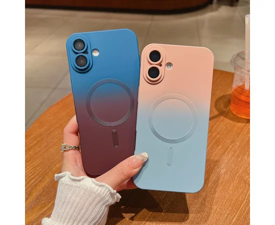 Силіконовий чохол "Luxury Gradient" with MagSafe для Apple iPhone 16 Синьо-бордовий