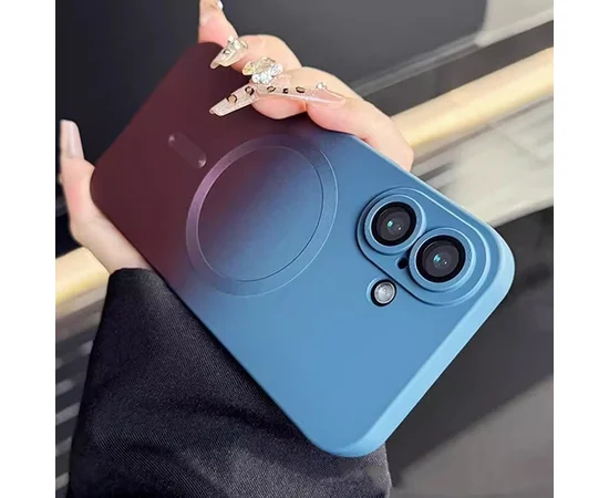 Силиконовый чехол "Luxury Gradient" with MagSafe для Apple iPhone 16 Сине-бордовый