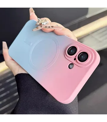 Силіконовий чохол "Luxury Gradient" with MagSafe Apple iPhone 16 Рожево-сірий