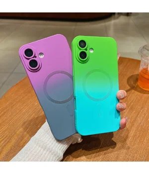 Силіконовий чохол "Luxury Gradient" with MagSafe для Apple iPhone 16 Зелено-блакитний