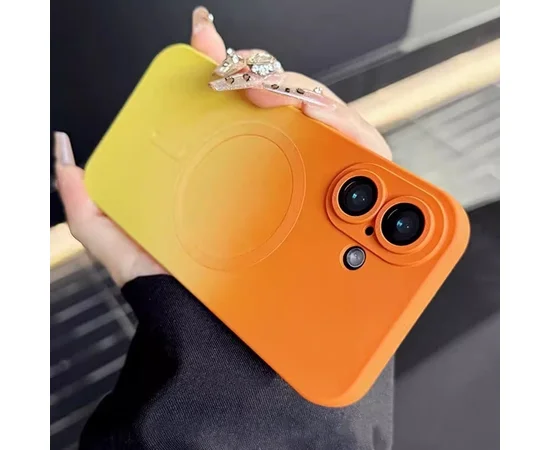 Силиконовый чехол "Luxury Gradient" with MagSafe для Apple iPhone 16 Оранжево-желтый