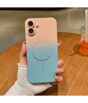 Силіконовий чохол "Luxury Gradient" with MagSafe Apple iPhone 16 Рожево-сірий