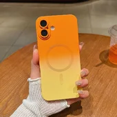 Силиконовый чехол "Luxury Gradient" with MagSafe для Apple iPhone 16 Оранжево-желтый