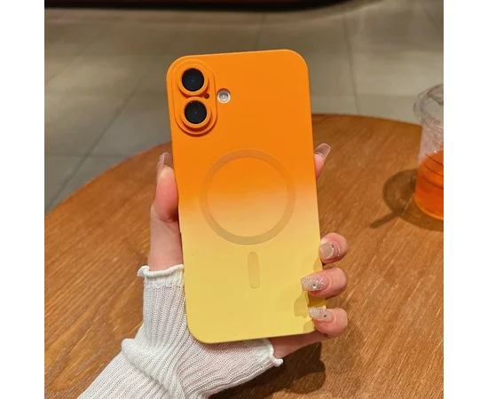 Силиконовый чехол "Luxury Gradient" with MagSafe для Apple iPhone 16 Оранжево-желтый