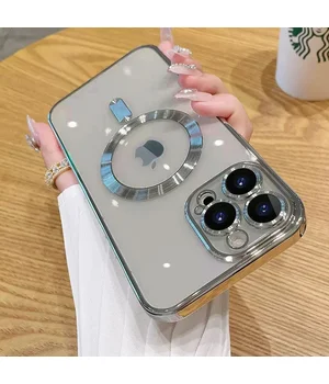 Силиконовый чехол "Transparent Plating" with MagSafe для Apple iPhone 16 Pro Max Натуральный титан