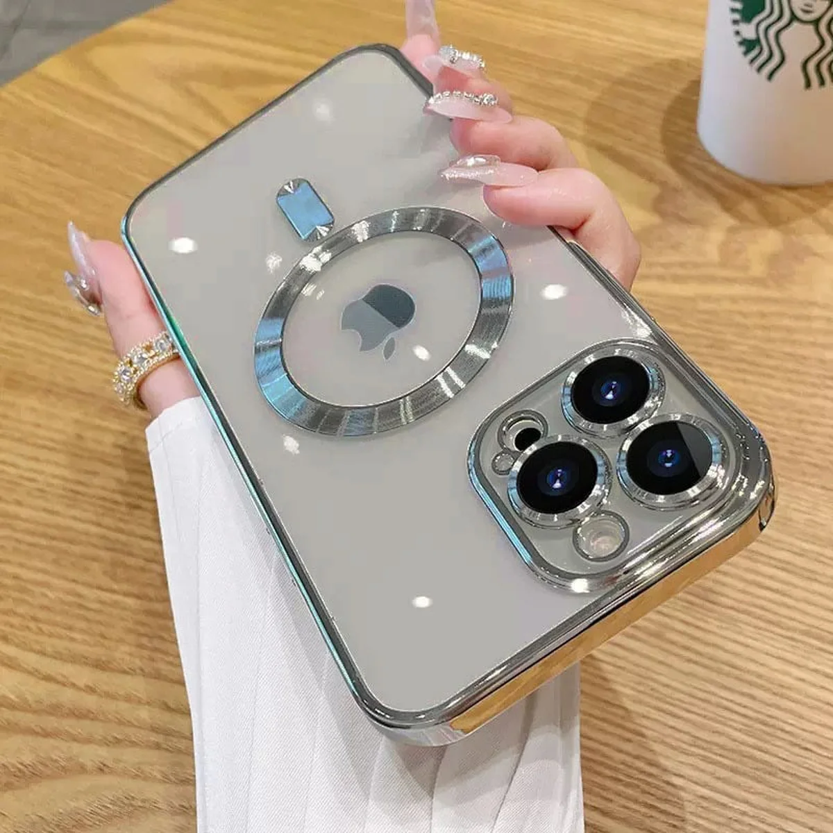 Силіконовий чохол "Transparent Plating" with MagSafe для Apple iPhone 16 Pro Натуральний титан