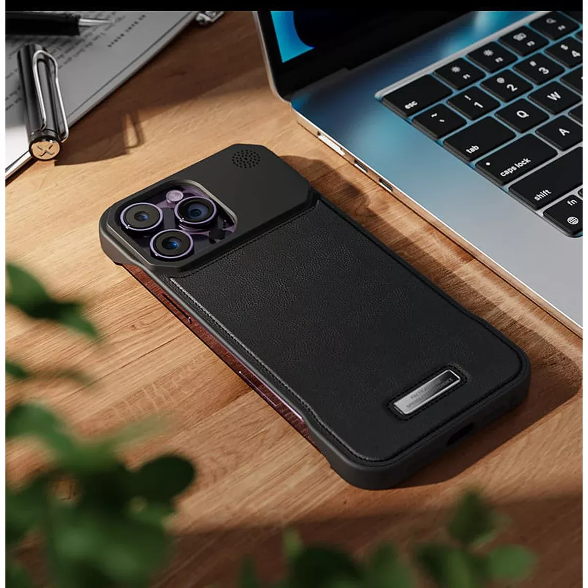 Пластиковий чохол "ArmorLine Leather" для Apple iPhone 16 Pro Чорний