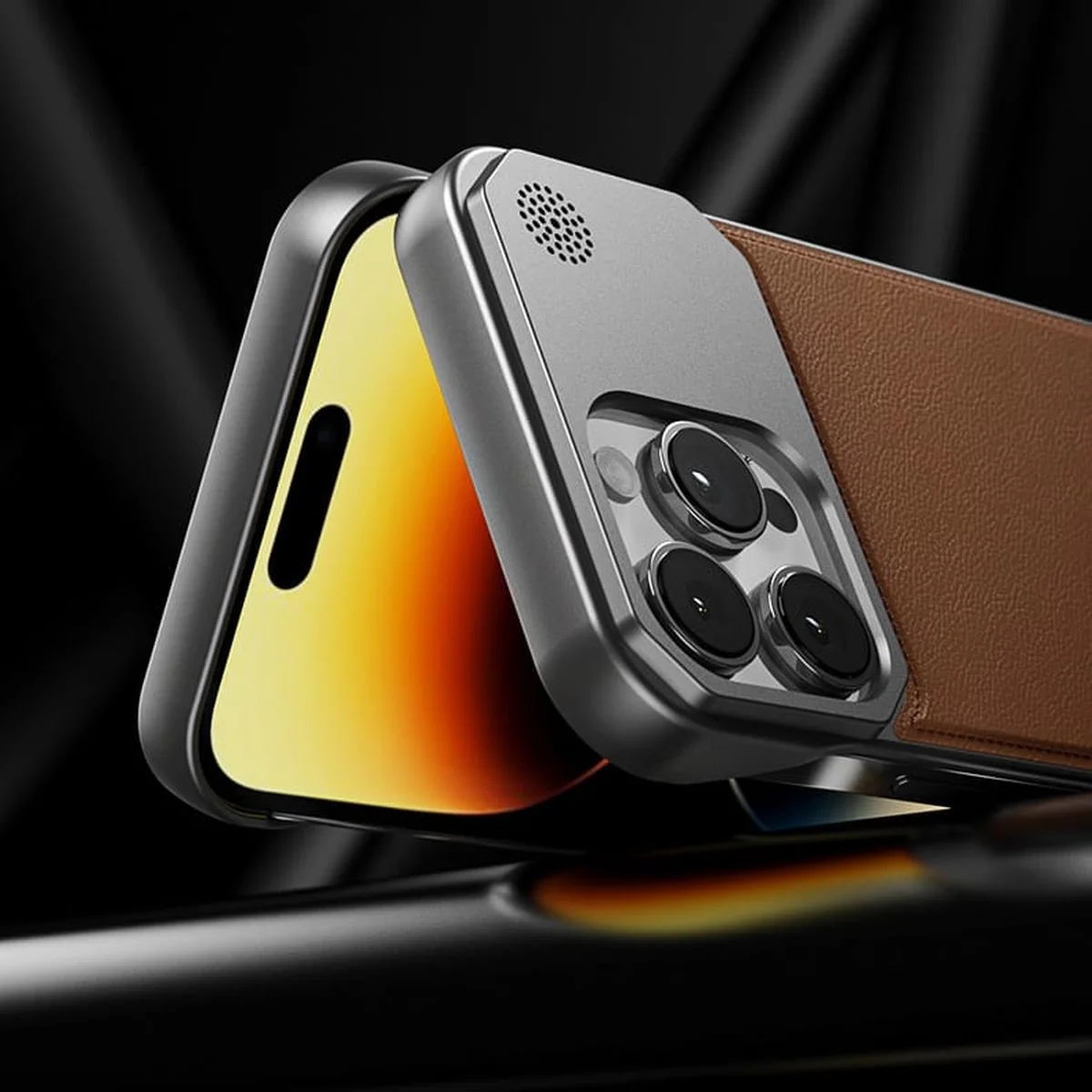 Пластиковий чохол "ArmorLine Leather" для Apple iPhone 15 Pro Коричневий