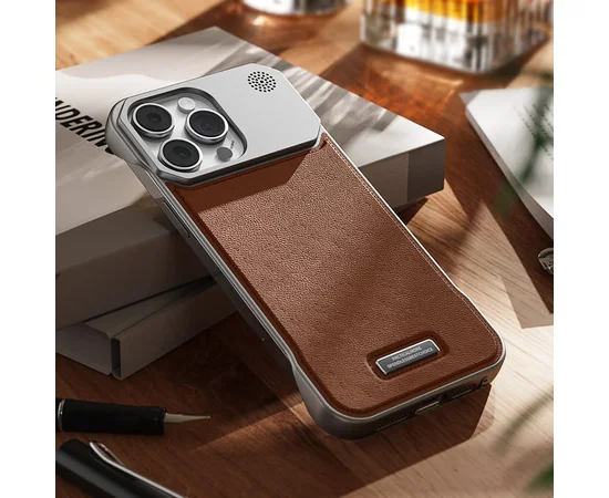 Пластиковий чохол "ArmorLine Leather" для Apple iPhone 15 Pro Max Коричневий