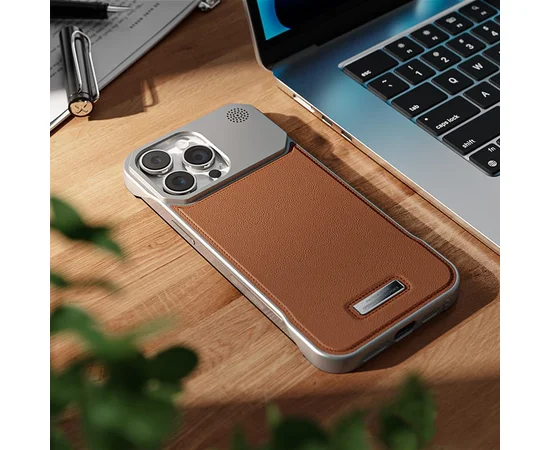 Пластиковий чохол "ArmorLine Leather" для Apple iPhone 15 Pro Max Коричневий