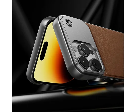 Пластиковий чохол "ArmorLine Leather" для Apple iPhone 16 Pro Коричневий