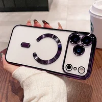 Силиконовый чехол "Transparent Plating" with MagSafe для Apple iPhone 17 Pro Max Фиолетовый