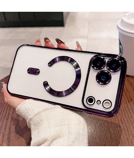 Силіконовий чохол "Transparent Plating" with MagSafe для Apple iPhone 17 Pro Max Фіолетовий