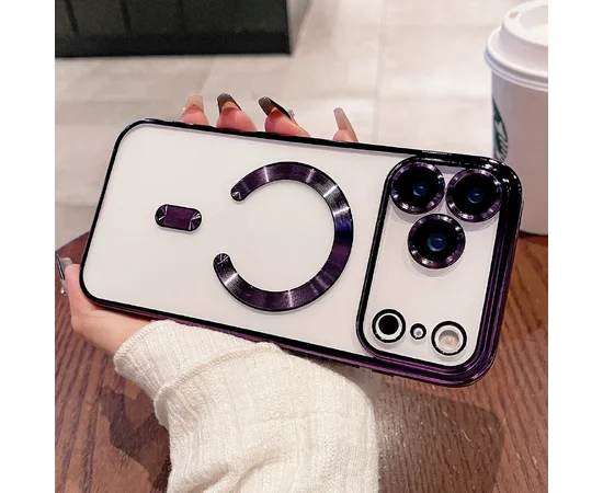 Силіконовий чохол "Transparent Plating" with MagSafe для Apple iPhone 17 Pro Max Фіолетовий