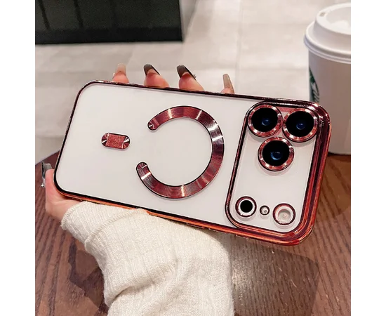 Силиконовый чехол "Transparent Plating" with MagSafe для Apple iPhone 17 Pro Красный