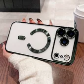 Силиконовый чехол "Transparent Plating" with MagSafe для Apple iPhone 17 Pro Max Зеленый