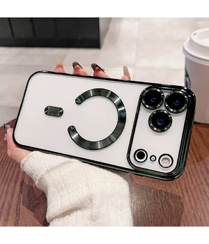 Силіконовий чохол "Transparent Plating" with MagSafe для iPhone 17 Pro Max Зелений